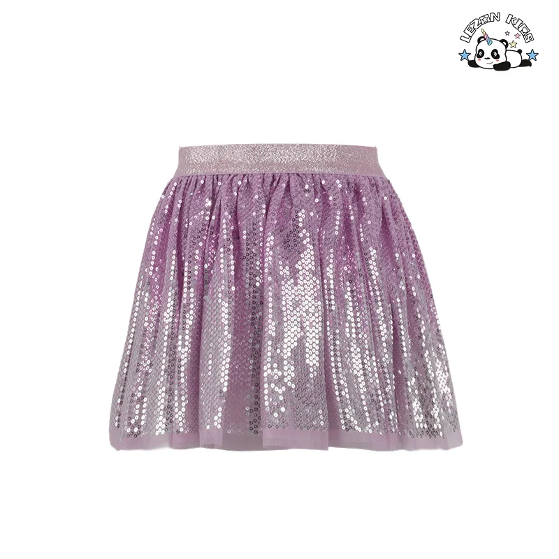 LEZONKIDS - OEM Customizable Breathable Little Girl Skirts Sparkling Sequin Princess Dance Party Mini Skirts for Girls